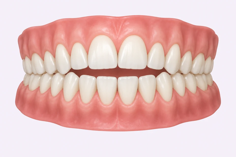 Ilustração esquemática de espaço vertical entre os dentes anteriores